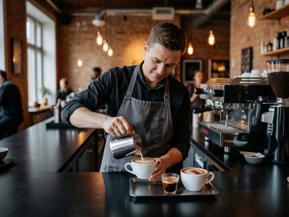 Kahvila Good Life Coffee viihtyisä baaritiskialue ja laadukas erikoiskahvitarjoilu Kalliossa